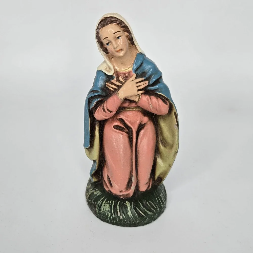 Vtg FONTANINI PAPER MACHE BLESSED‎ MARY FIGURINE ITALY 5